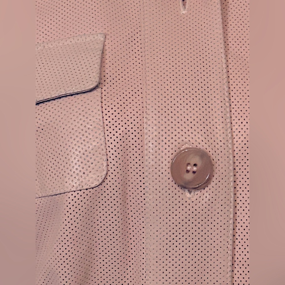 Vintage HUGO BOSS Lamb Leather Pink Peach Trench Coat Belted Waist Extra Small - Picture 8 of 16